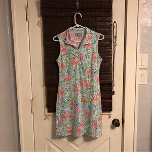 IBKUL Flamingo Print Zip up tennis dress